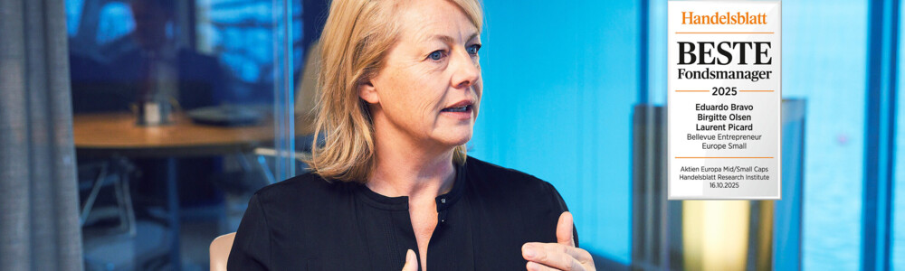 Der Bellevue Entrepreneur Europe Small Fonds wurde in den vergangenen Tagen mehrfach prämiert. Das Team rund um Birgitte Olsen überzeugte mit seiner exzellenten Leistung im Management europäischer Nebenwerte und herausragender Performance. Drei Fragen an Birgitte Olsen.